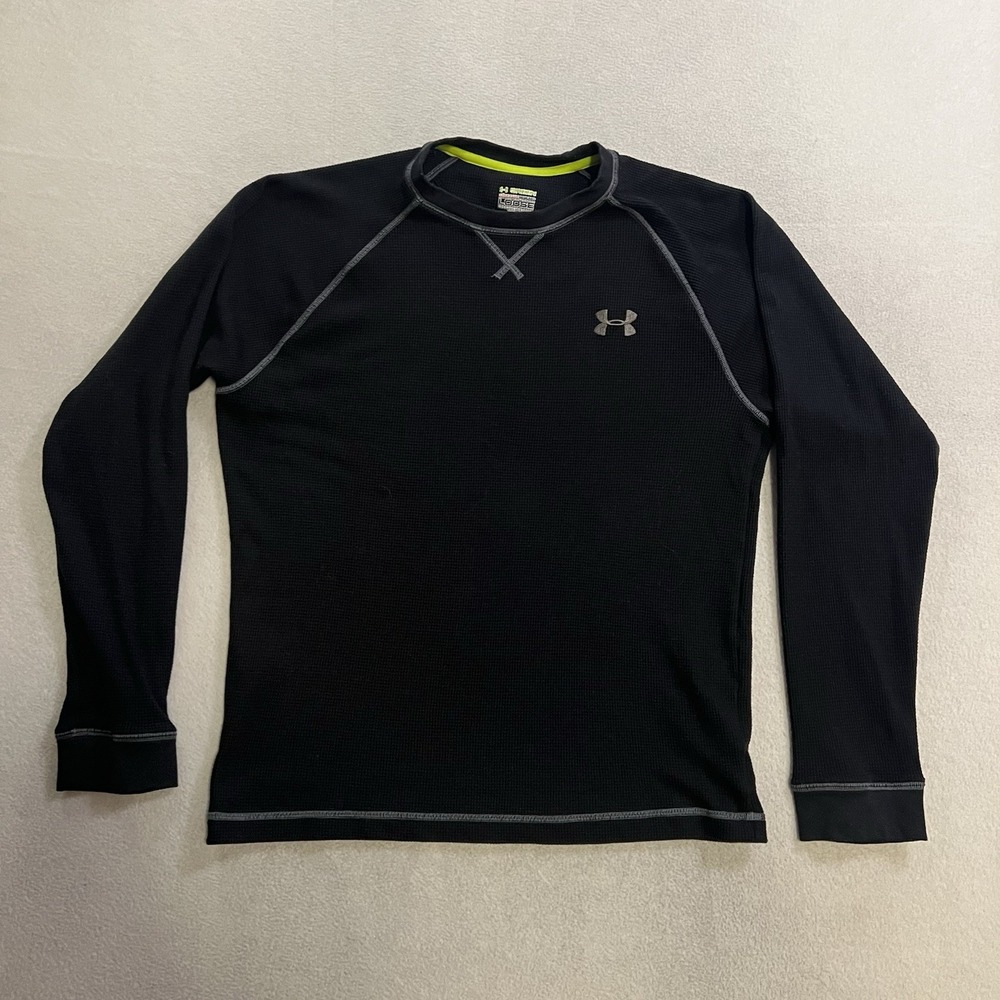 Under Armour Thermal Shirt Mens Medium Black Waffle Long Sleeve All Season Loose